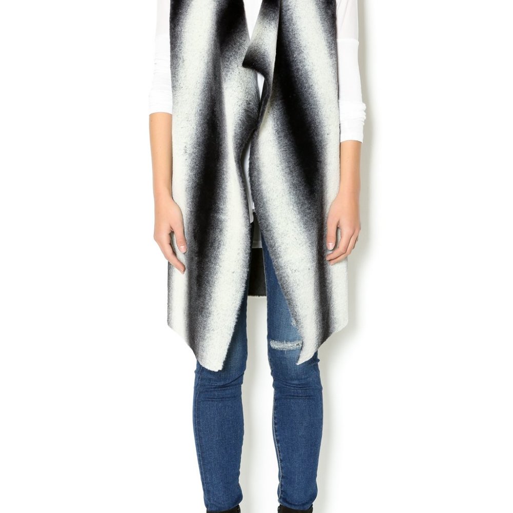 Black and white faux fur vest